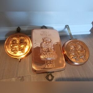 Vintage Copper Bear Molds Set - Three Decorative Wall Pans "BEAR WITH ME"